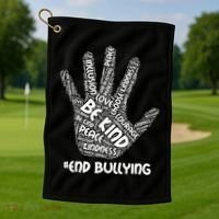 Be Kind #End Bullying Word Art Hand Golf Towel thumb 1