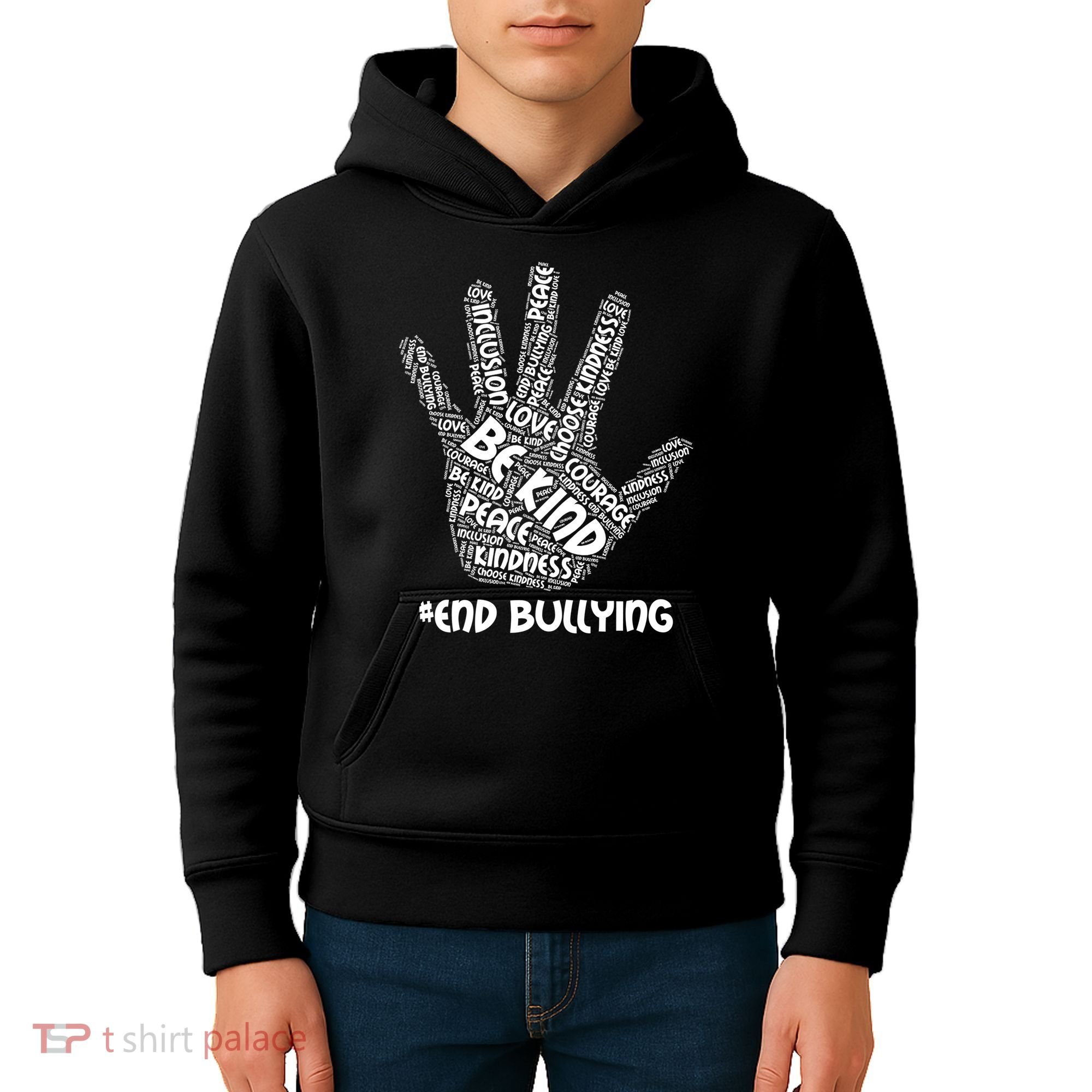 Be Kind #End Bullying Word Art Hand Kids Hoodie