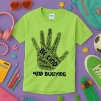Be Kind #End Bullying Word Art Hand Kids T-Shirt thumb 3