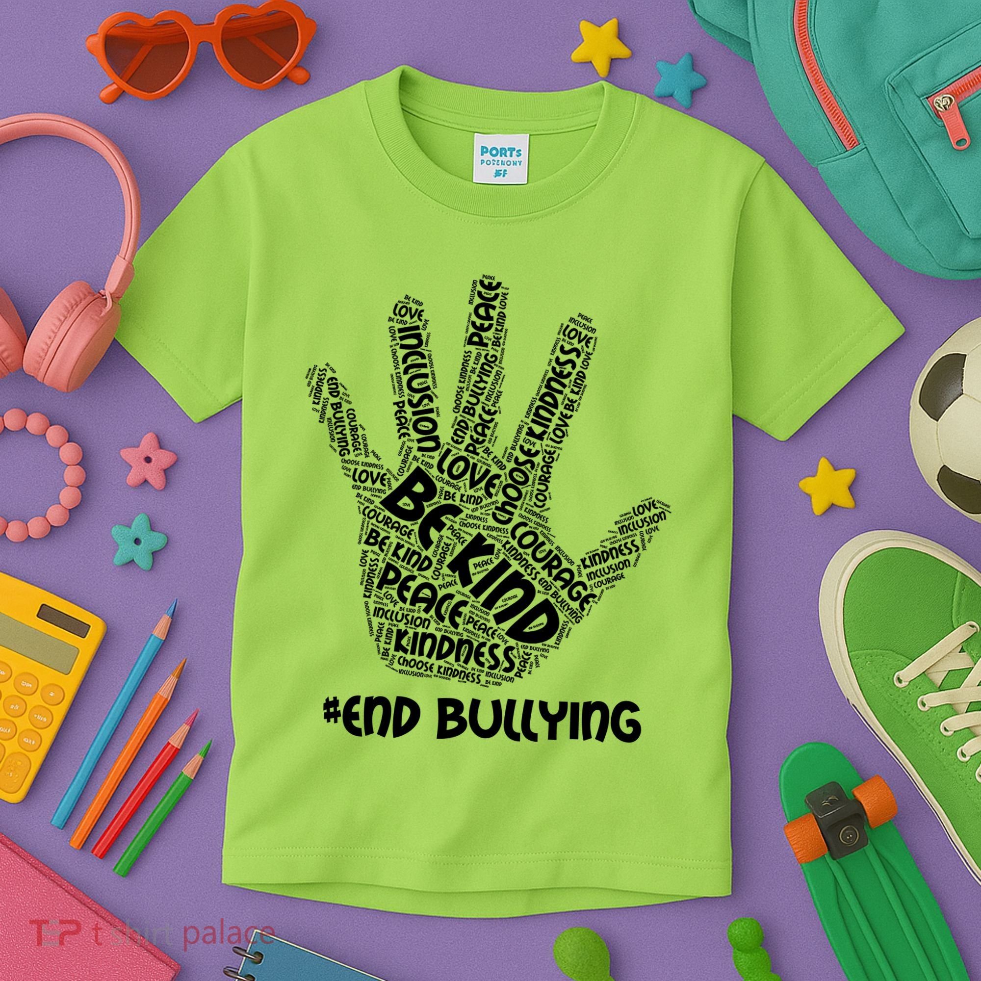 Be Kind #End Bullying Word Art Hand Kids T-Shirt