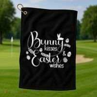 Bunny Kisses Easter Wishes Golf Towel thumb 1