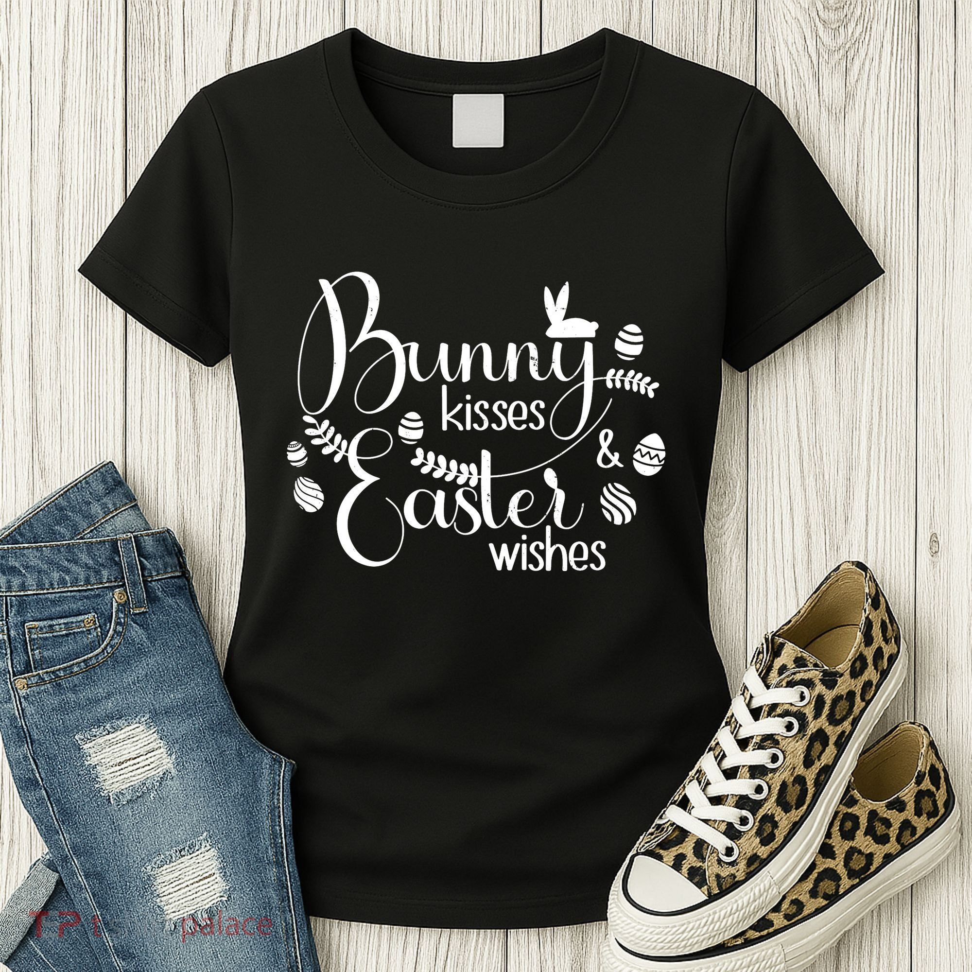 Bunny Kisses Easter Wishes Women's T-Shirt