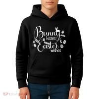 Bunny Kisses Easter Wishes Kids Hoodie thumb 4