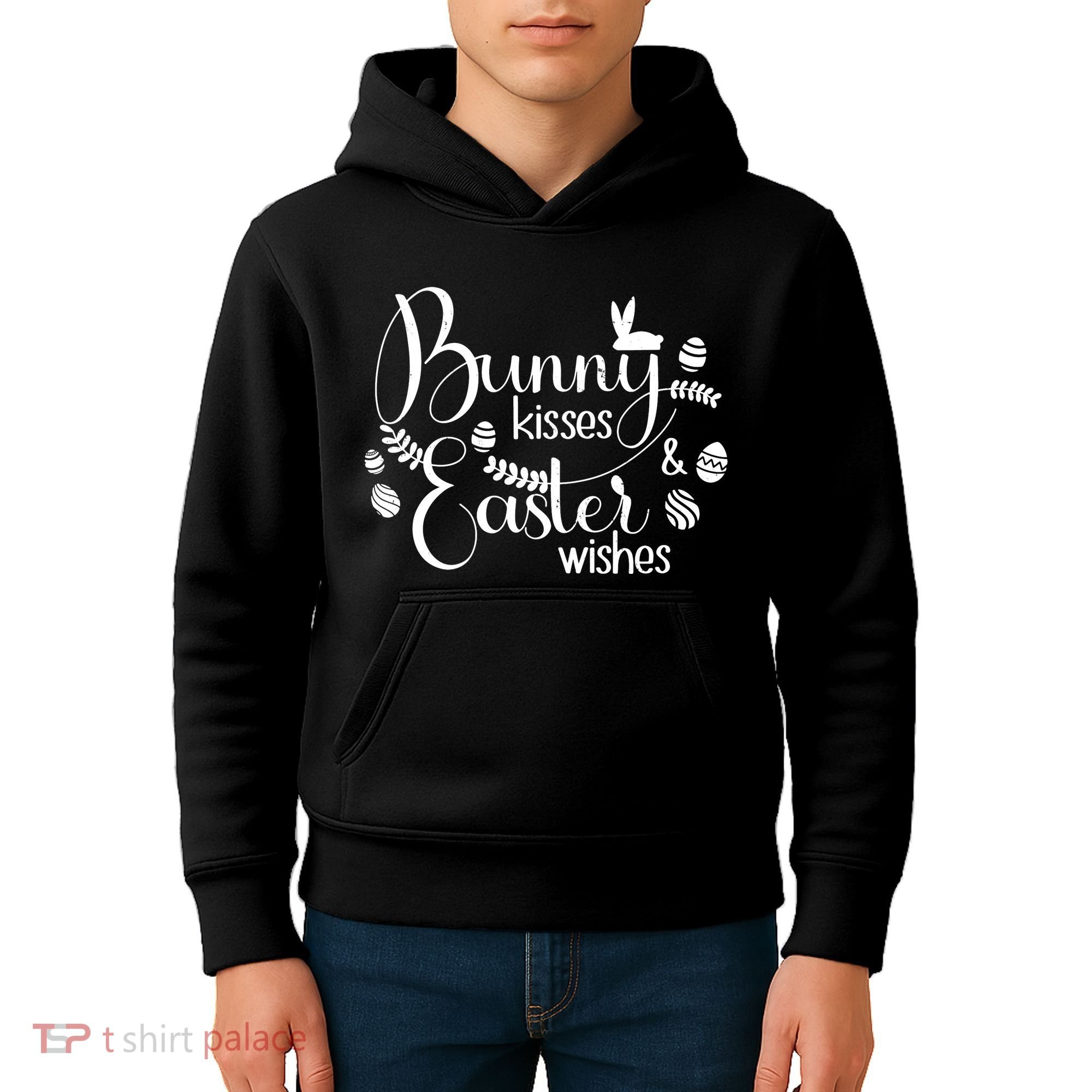 Bunny Kisses Easter Wishes Kids Hoodie