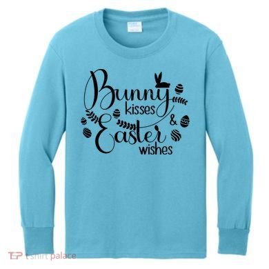 Bunny Kisses Easter Wishes Kids Long Sleeve Shirt