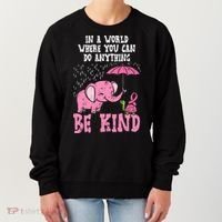 Be Kind Elephant Turtle Breast Cancer Awareness Support Gift Funny Gift Women's Sweatshirt thumb 0