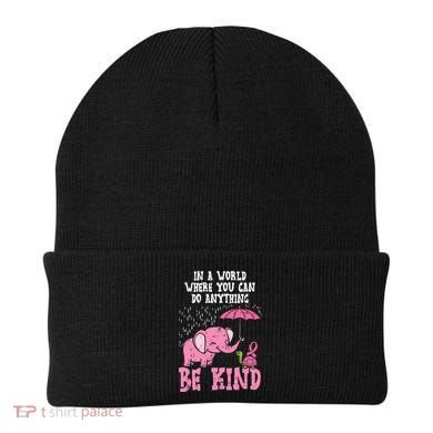 Be Kind Elephant Turtle Breast Cancer Awareness Support Gift Funny Gift Beanie