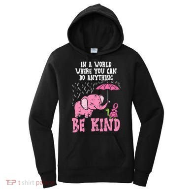Be Kind Elephant Turtle Breast Cancer Awareness Support Gift Funny Gift Women's Hoodie