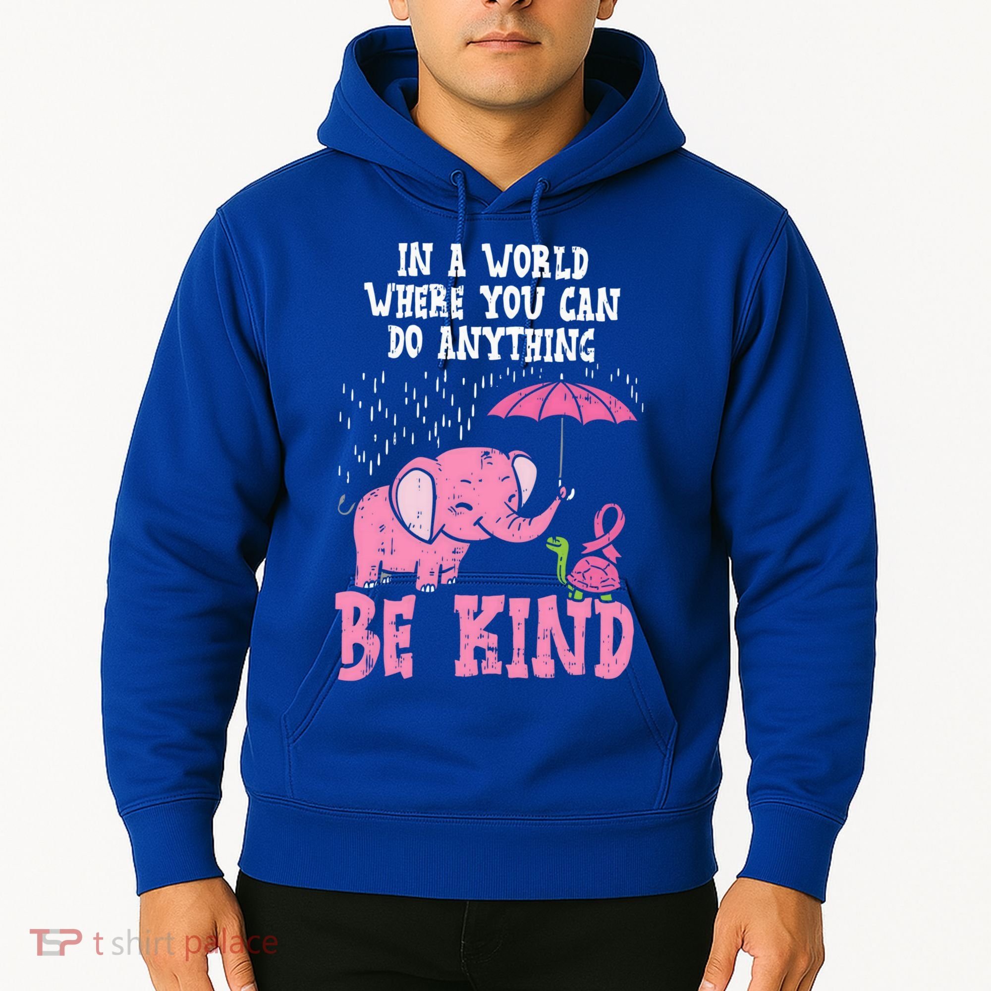 Be Kind Elephant Turtle Breast Cancer Awareness Support Gift Funny Gift Hoodie
