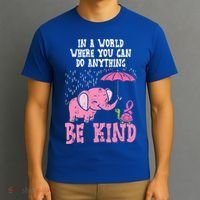 Be Kind Elephant Turtle Breast Cancer Awareness Support Gift Funny Gift T-Shirt thumb 3
