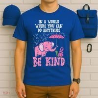 Be Kind Elephant Turtle Breast Cancer Awareness Support Gift Funny Gift T-Shirt thumb 6
