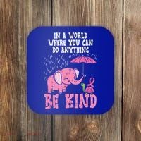 Be Kind Elephant Turtle Breast Cancer Awareness Support Gift Funny Gift Coaster thumb 0