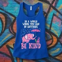 Be Kind Elephant Turtle Breast Cancer Awareness Support Gift Funny Gift Women's Tank Top thumb 3