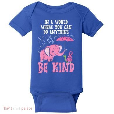 Be Kind Elephant Turtle Breast Cancer Awareness Support Gift Funny Gift Baby Bodysuit