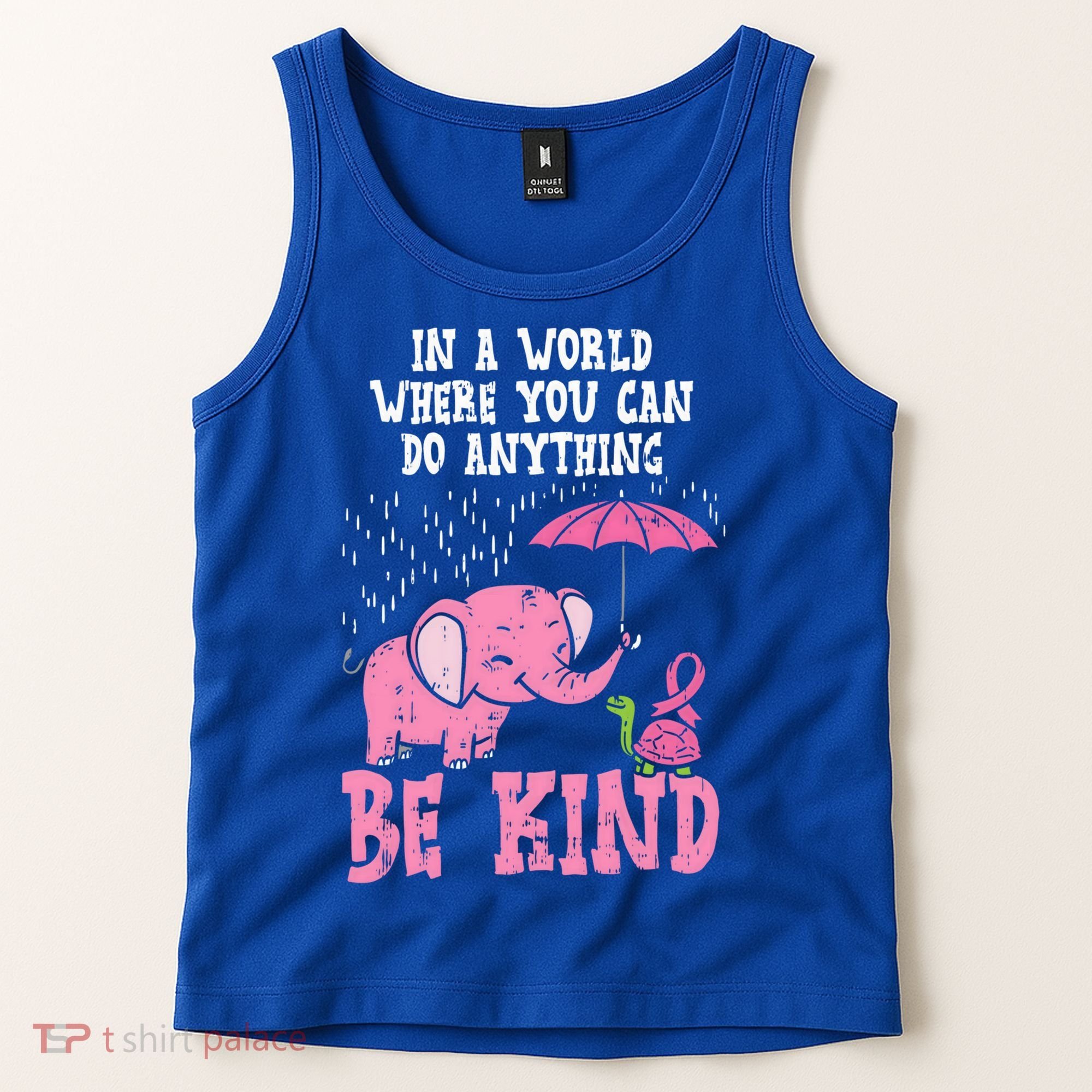Be Kind Elephant Turtle Breast Cancer Awareness Support Gift Funny Gift Tank Top