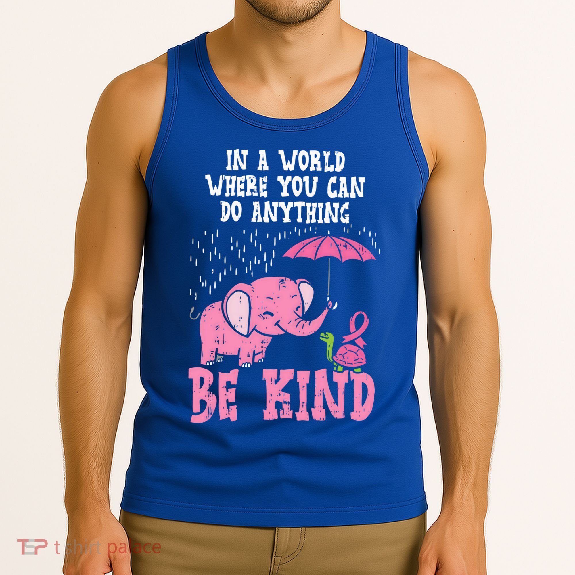 Be Kind Elephant Turtle Breast Cancer Awareness Support Gift Funny Gift Tank Top
