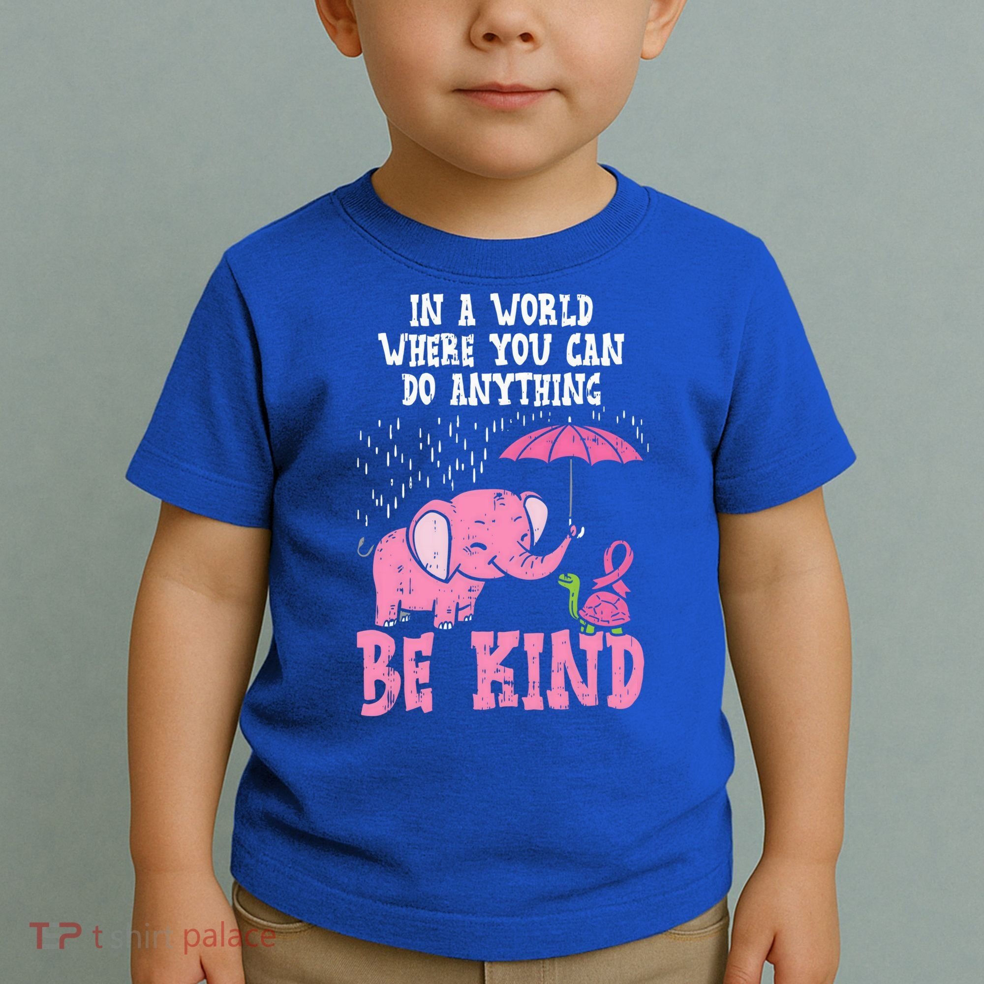 Be Kind Elephant Turtle Breast Cancer Awareness Support Gift Funny Gift Toddler T-Shirt