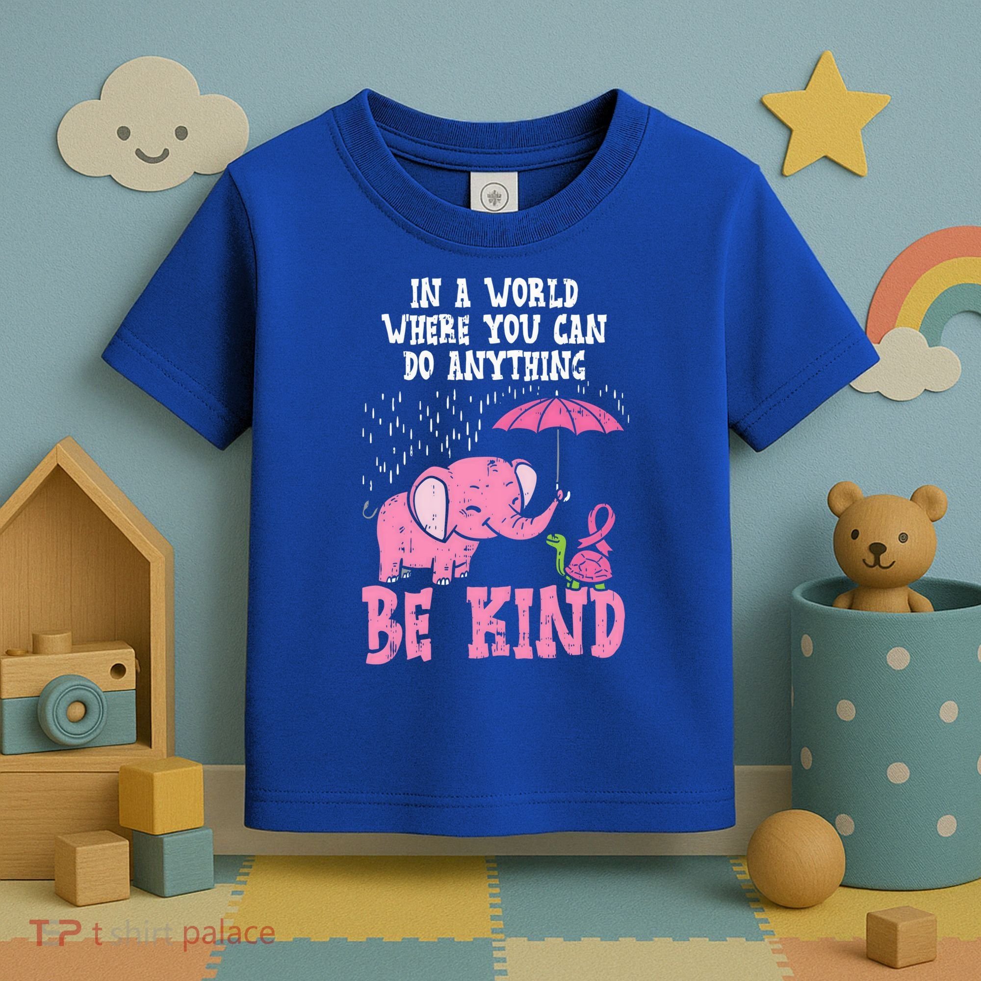 Be Kind Elephant Turtle Breast Cancer Awareness Support Gift Funny Gift Toddler T-Shirt