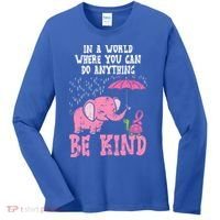 Be Kind Elephant Turtle Breast Cancer Awareness Support Gift Funny Gift Women's Long Sleeve Shirt thumb 0