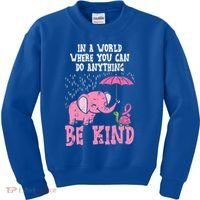 Be Kind Elephant Turtle Breast Cancer Awareness Support Gift Funny Gift Kids Sweatshirt thumb 0