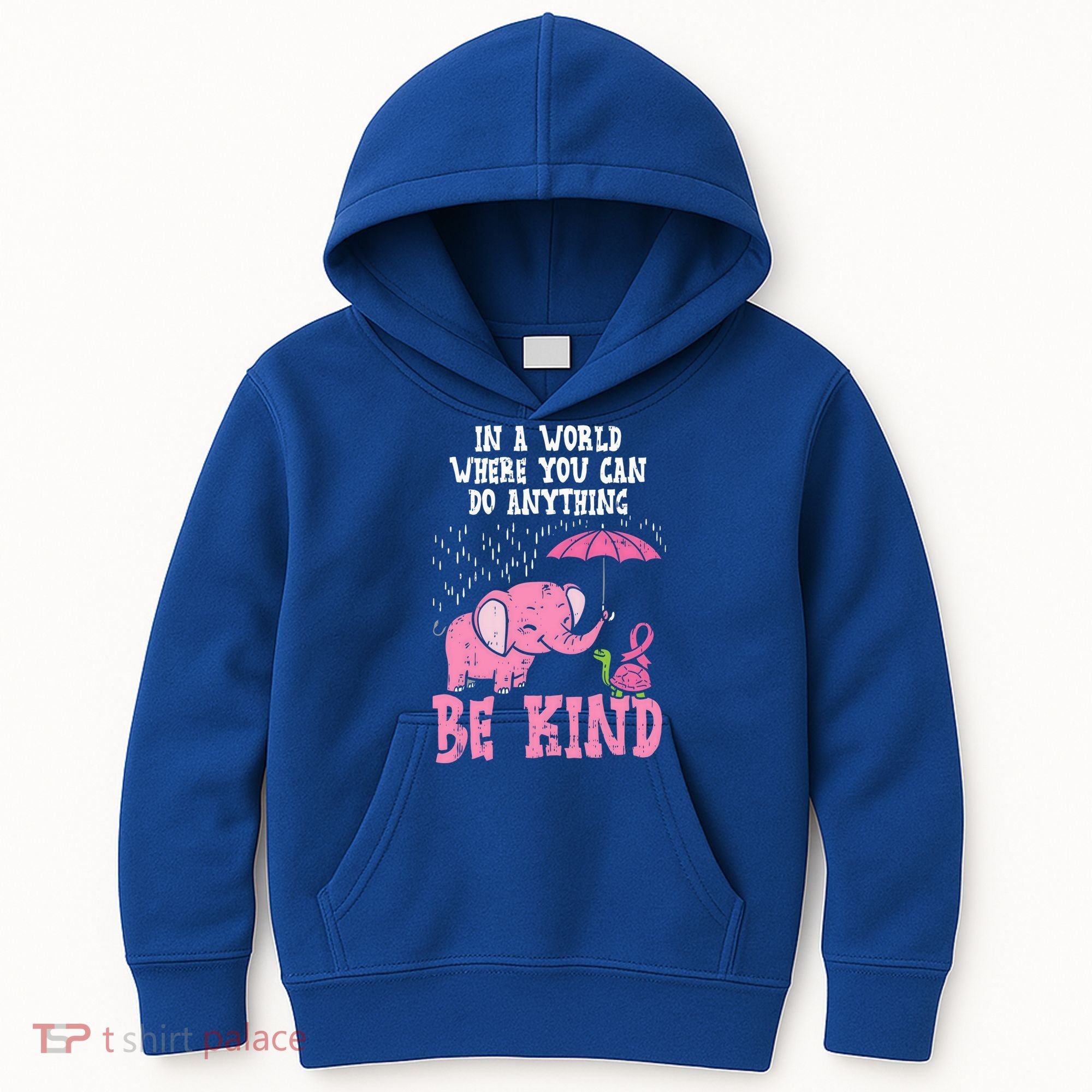 Be Kind Elephant Turtle Breast Cancer Awareness Support Gift Funny Gift Kids Hoodie