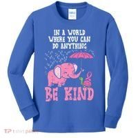 Be Kind Elephant Turtle Breast Cancer Awareness Support Gift Funny Gift Kids Long Sleeve Shirt thumb 0