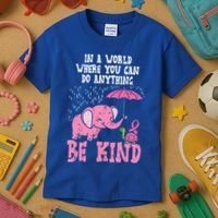 Be Kind Elephant Turtle Breast Cancer Awareness Support Gift Funny Gift Kids T-Shirt thumb 3