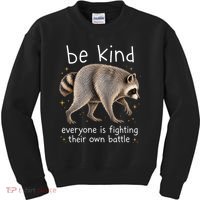 Be Kind Fighting Battle Raccoon Funny Jimothy Joke Kids Sweatshirt thumb 0