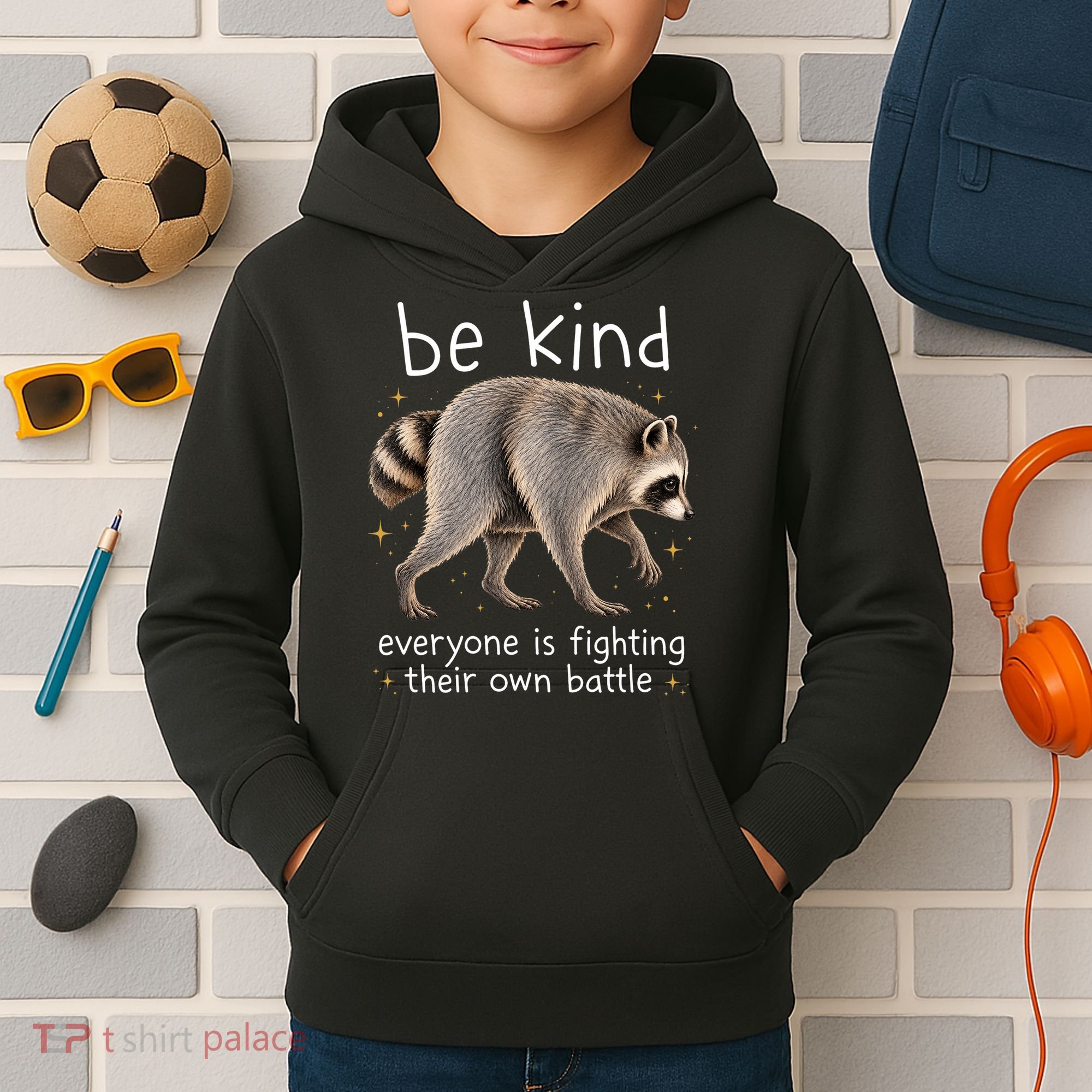 Be Kind Fighting Battle Raccoon Funny Jimothy Joke Kids Hoodie