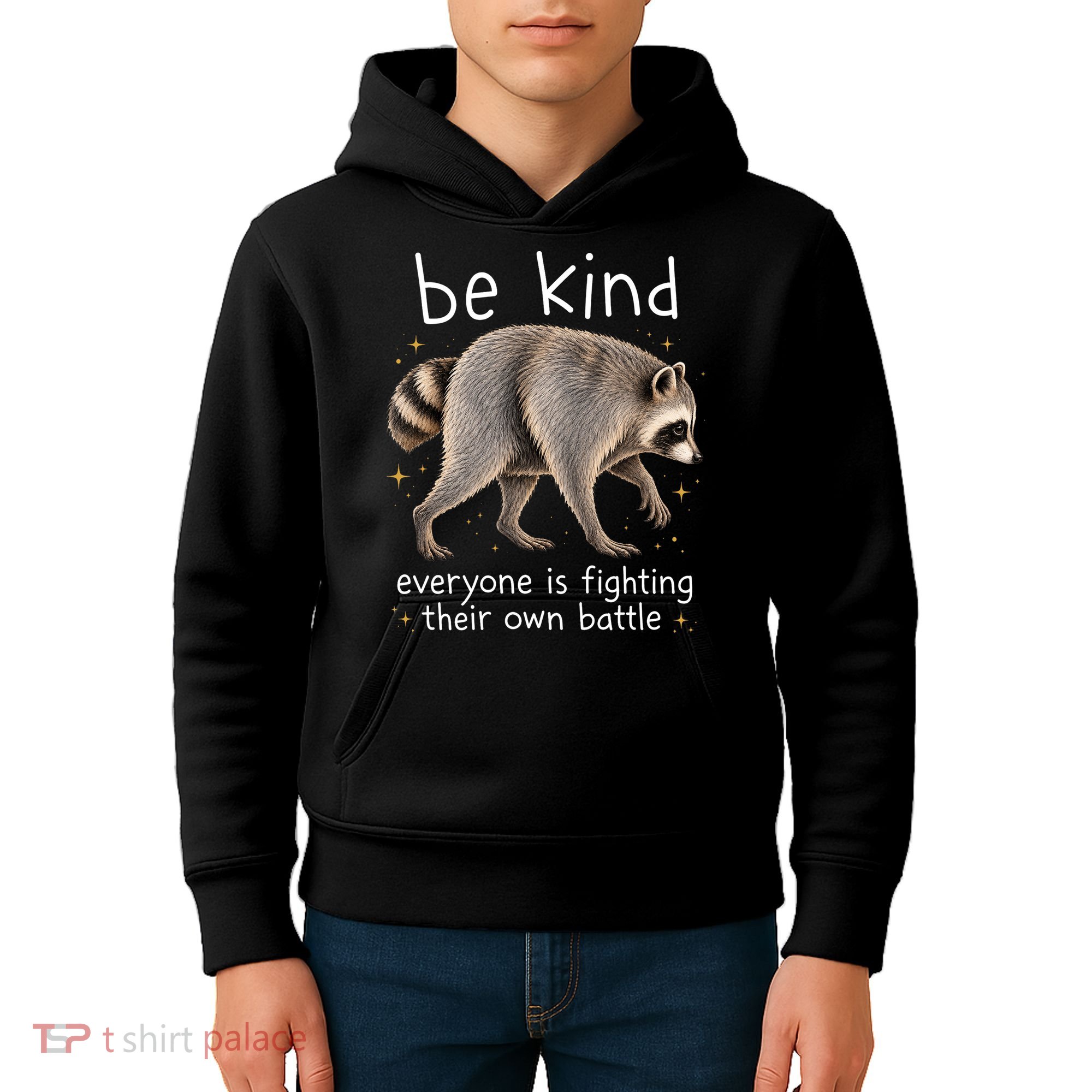 Be Kind Fighting Battle Raccoon Funny Jimothy Joke Kids Hoodie