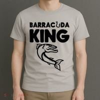 Barracuda King Funny Deep Sea Fishing T-Shirt thumb 3