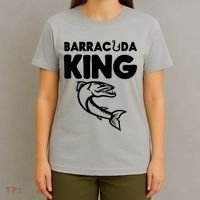 Barracuda King Funny Deep Sea Fishing T-Shirt thumb 4