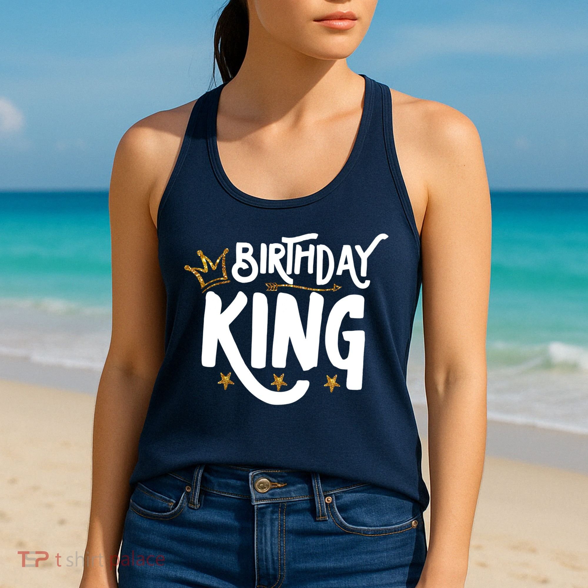 Birthday King Gold Crown Birthday Boy Funny Women's Tank Top
