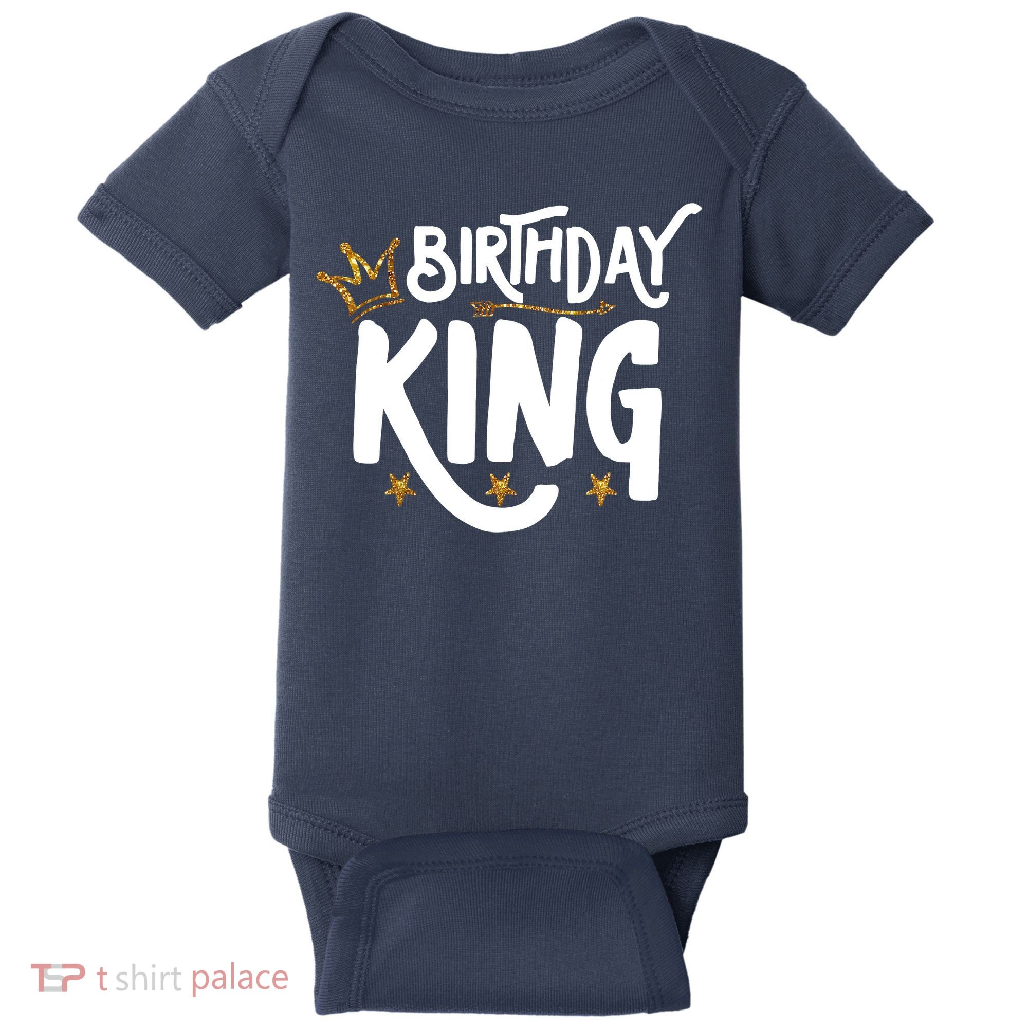 Birthday King Gold Crown Birthday Boy Funny Baby Bodysuit