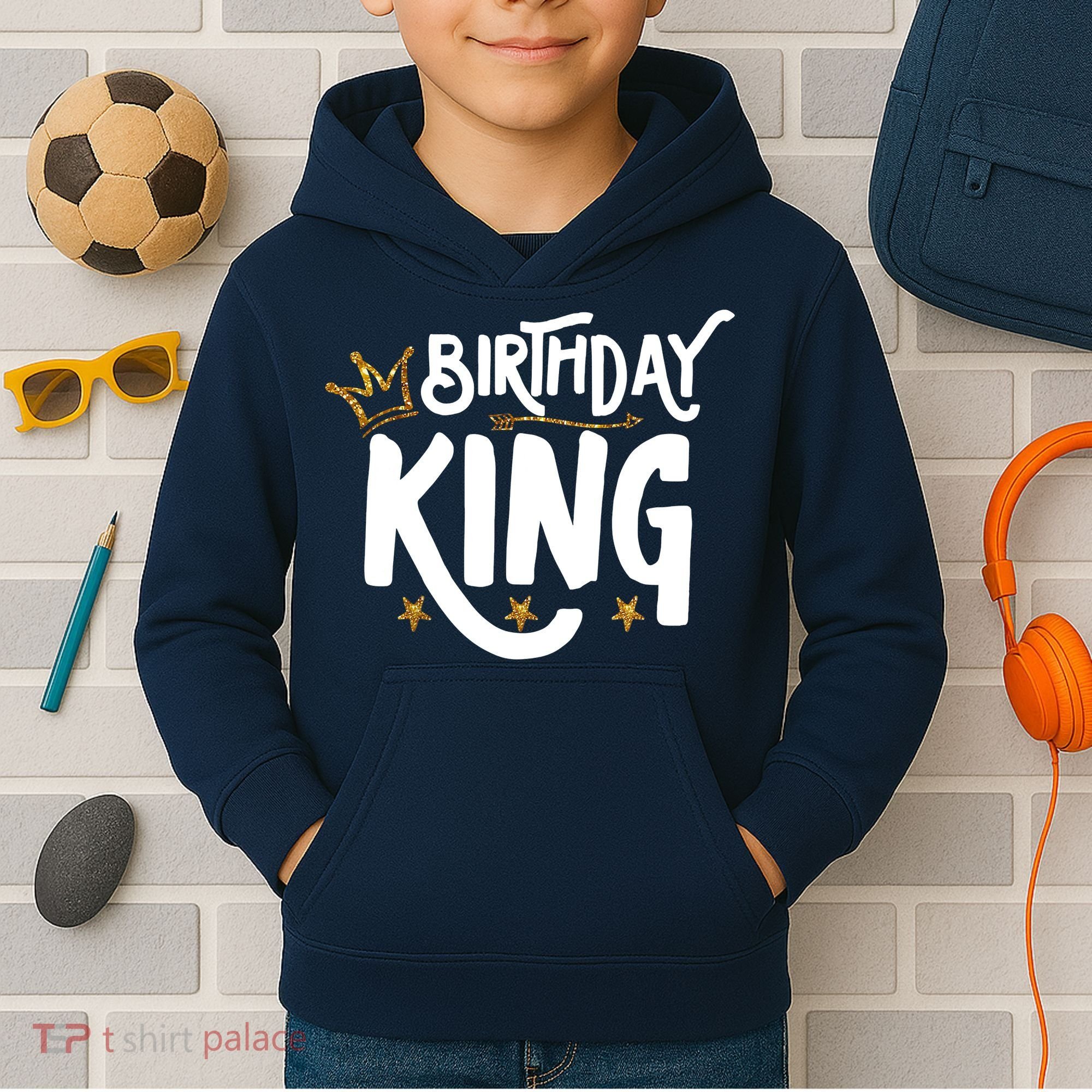 Birthday King Gold Crown Birthday Boy Funny Kids Hoodie