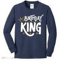 Birthday King Gold Crown Birthday Boy Funny Kids Long Sleeve Shirt thumb 0
