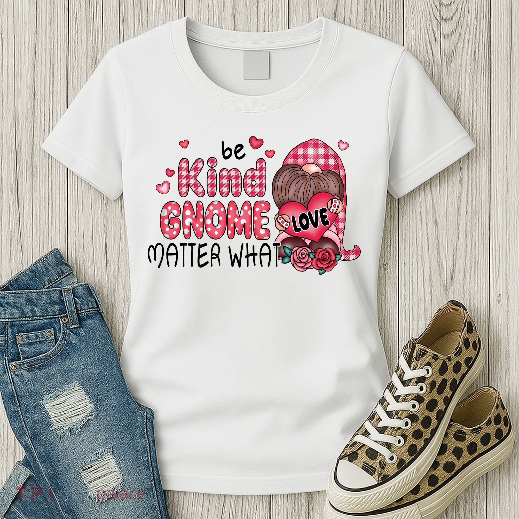 Be Kind Gnome Matter What Valentines Gift For Valentine Day Women's T-Shirt