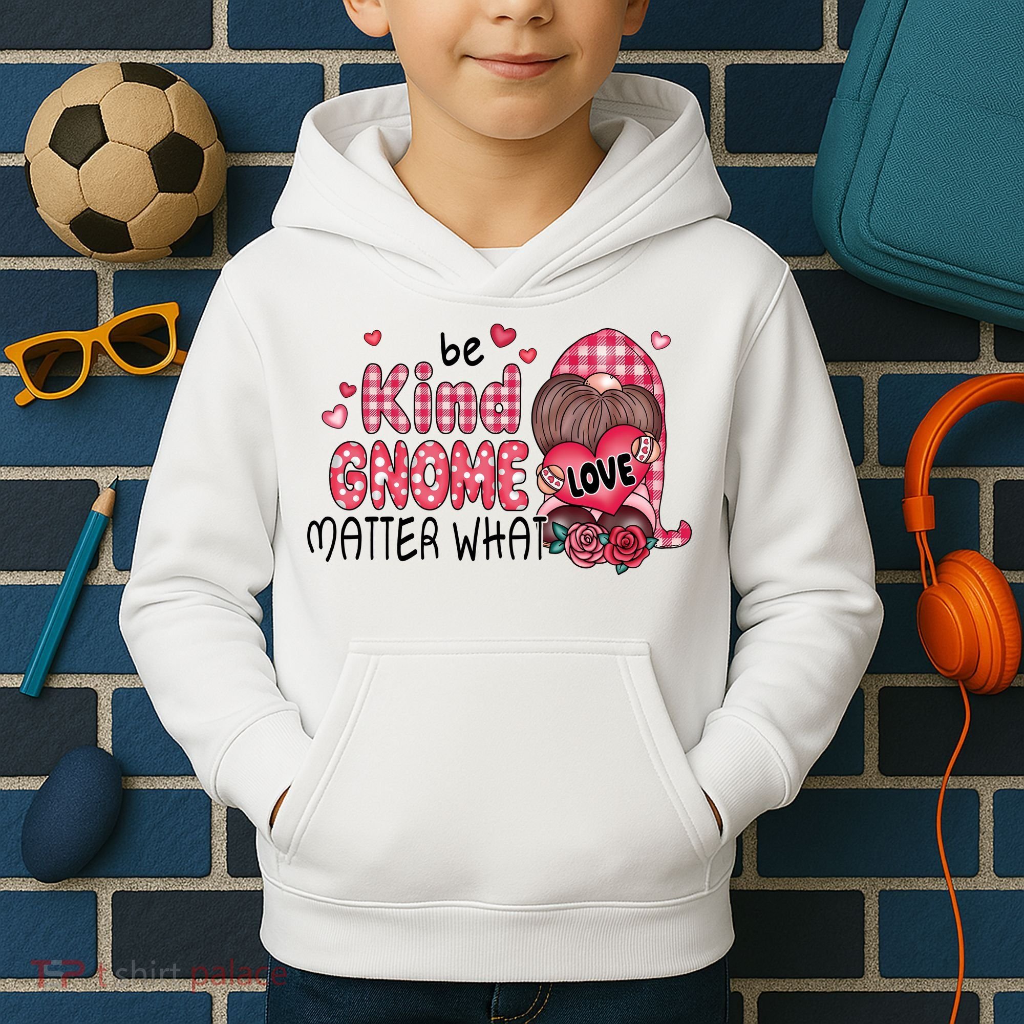 Be Kind Gnome Matter What Valentines Gift For Valentine Day Kids Hoodie