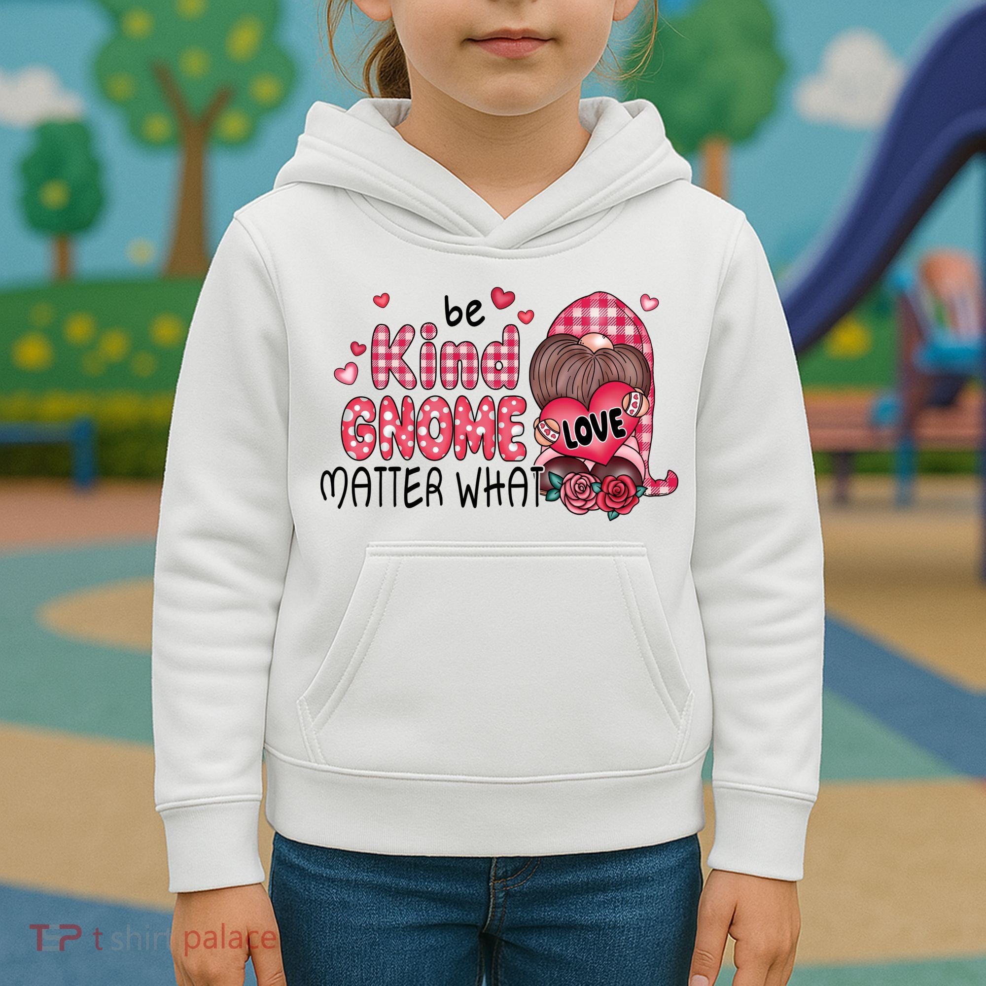 Be Kind Gnome Matter What Valentines Gift For Valentine Day Kids Hoodie