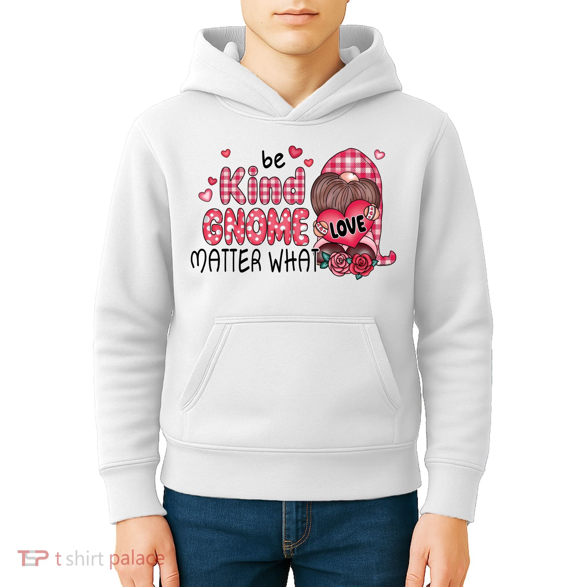Be Kind Gnome Matter What Valentines Gift For Valentine Day Kids Hoodie