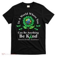 Be Kind Green Ribbon Sunflower Mental Health Awareness  T-Shirt thumb 0