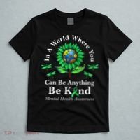 Be Kind Green Ribbon Sunflower Mental Health Awareness  T-Shirt thumb 5