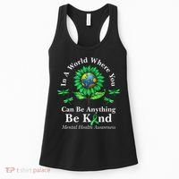 Be Kind Green Ribbon Sunflower Mental Health Awareness  Women's Tank Top thumb 0
