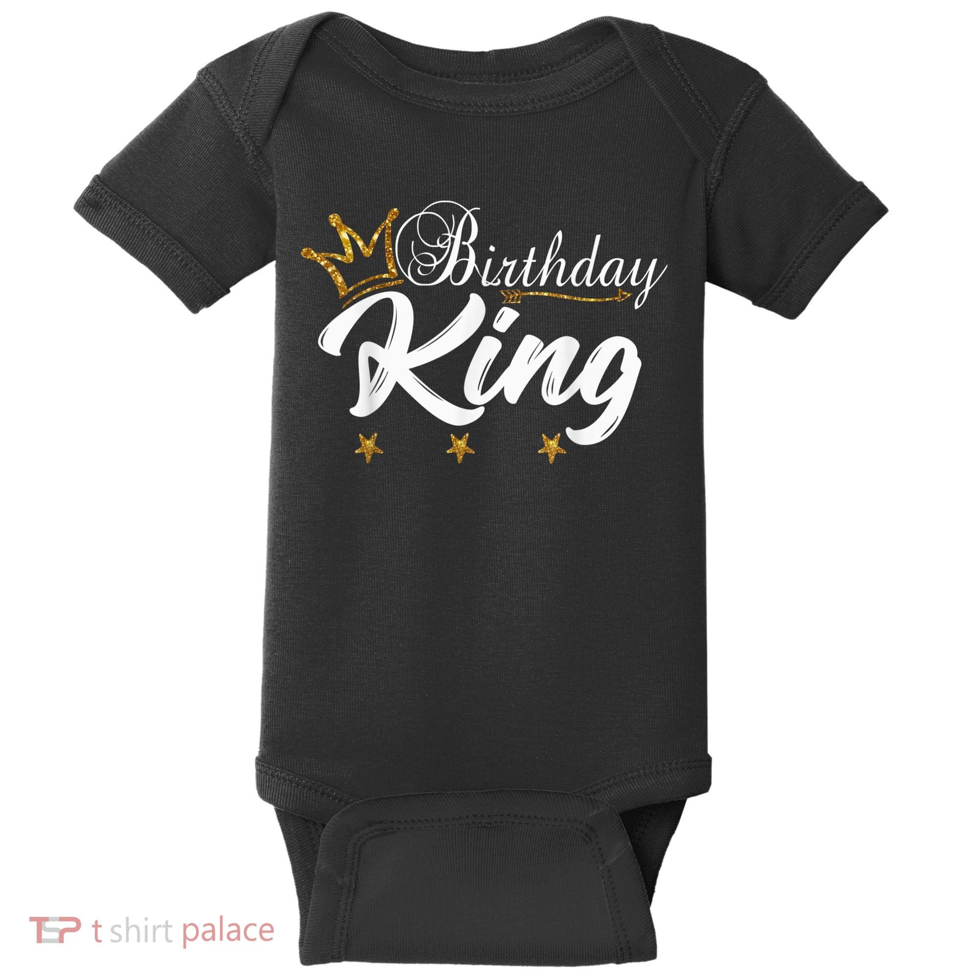 Birthday King Gold Crown Shirt For Boys And Men Baby Bodysuit