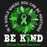 Be Kind Green Ribbon Sunflower Mental Health Awareness  Hoodie thumb 2