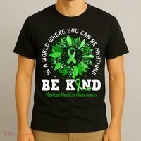 Be Kind Green Ribbon Sunflower Mental Health Awareness  T-Shirt thumb 3