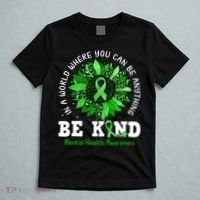 Be Kind Green Ribbon Sunflower Mental Health Awareness  T-Shirt thumb 5