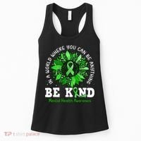 Be Kind Green Ribbon Sunflower Mental Health Awareness  Women's Tank Top thumb 0