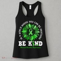 Be Kind Green Ribbon Sunflower Mental Health Awareness  Women's Tank Top thumb 3