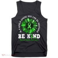 Be Kind Green Ribbon Sunflower Mental Health Awareness  Tank Top thumb 0